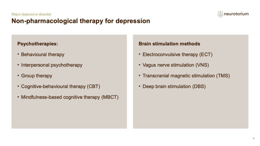 Non-pharmacological therapy for depression